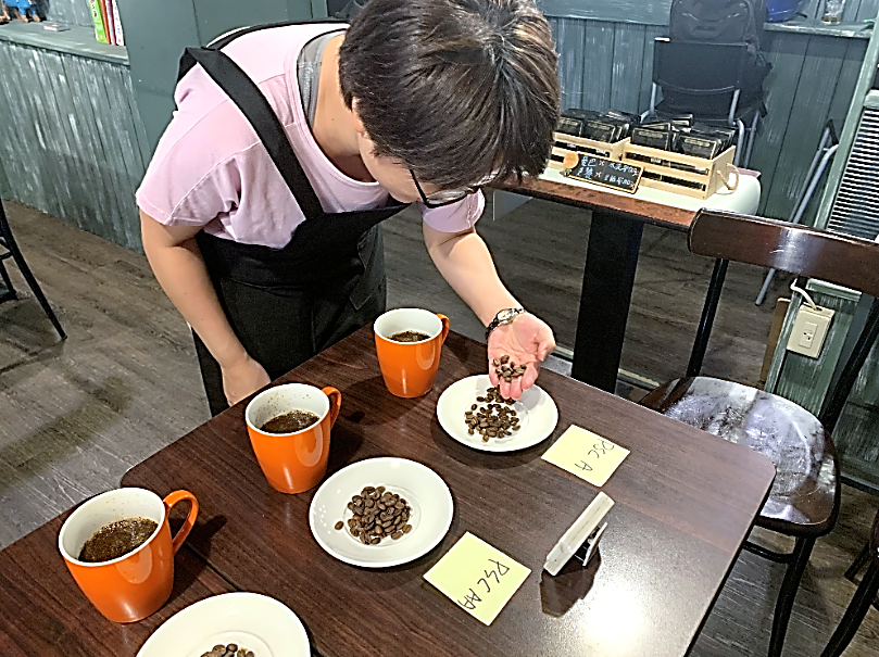 Visual check of coffee beans